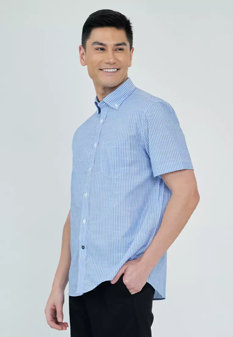 Stripes Button Down Casual Short Sleeve Shirt