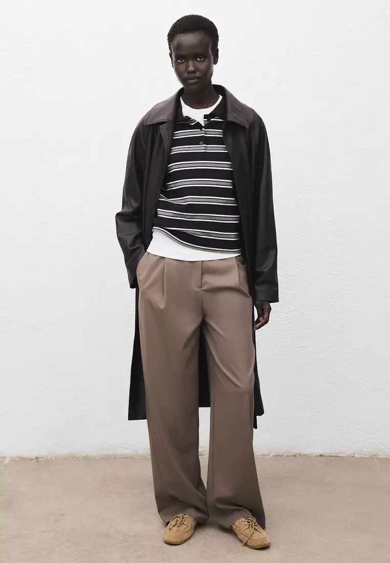 Striped Polo-Neck T-Shirt