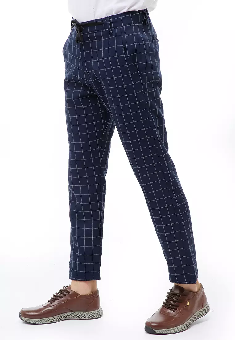 Locko Long Pants Formal Pria Celana Panjang Kerja Slim Fit Material Cotton ORIGINAL - Navy