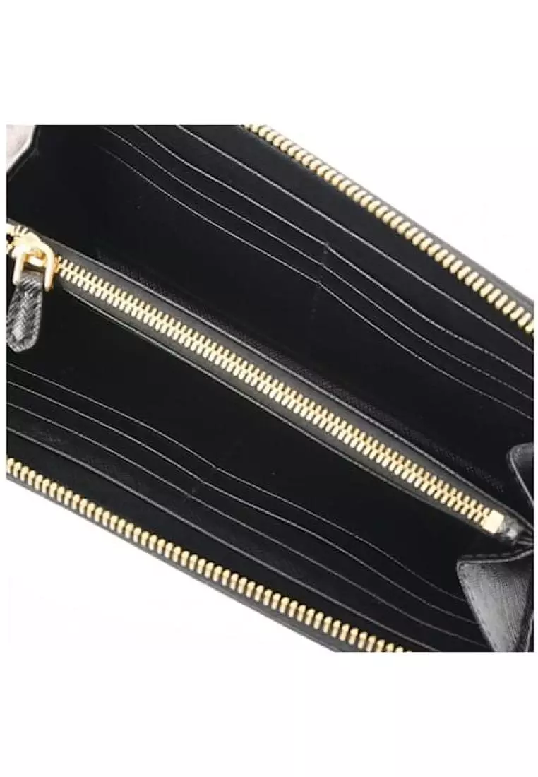 Prada Long Wallet Zip Saffiano Black