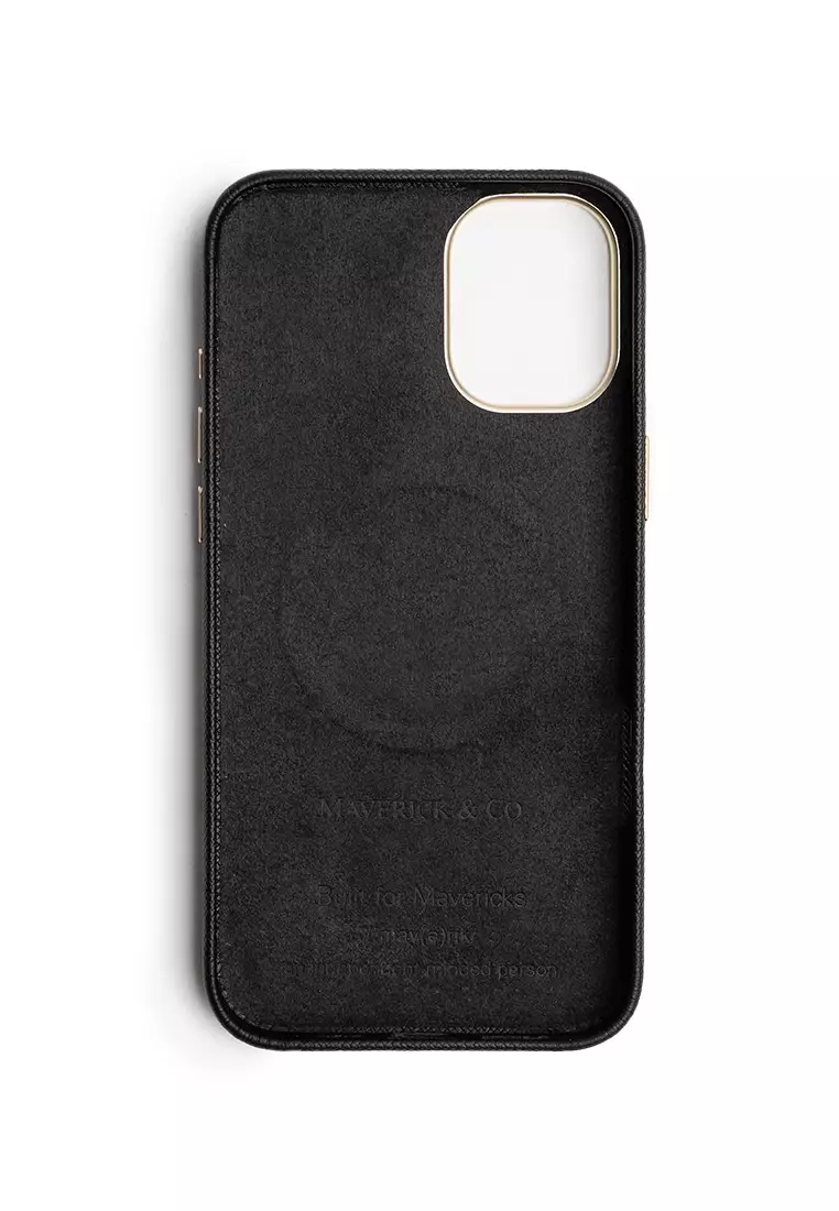 iPhone 16 Plus Saffiano Leather Phone Case Black