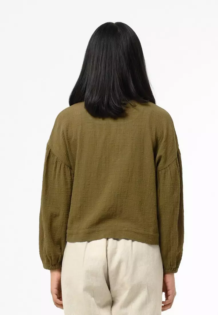 Greenlight Women's Shirt Long Sleeve Loose Fit Tie Knot Blouse Kumiko HP-C060225