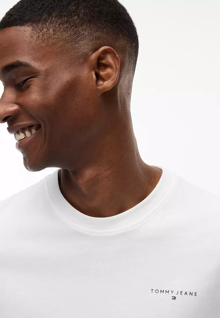 Linear Logo Slim Crew Neck T-Shirt - Tommy Jeans