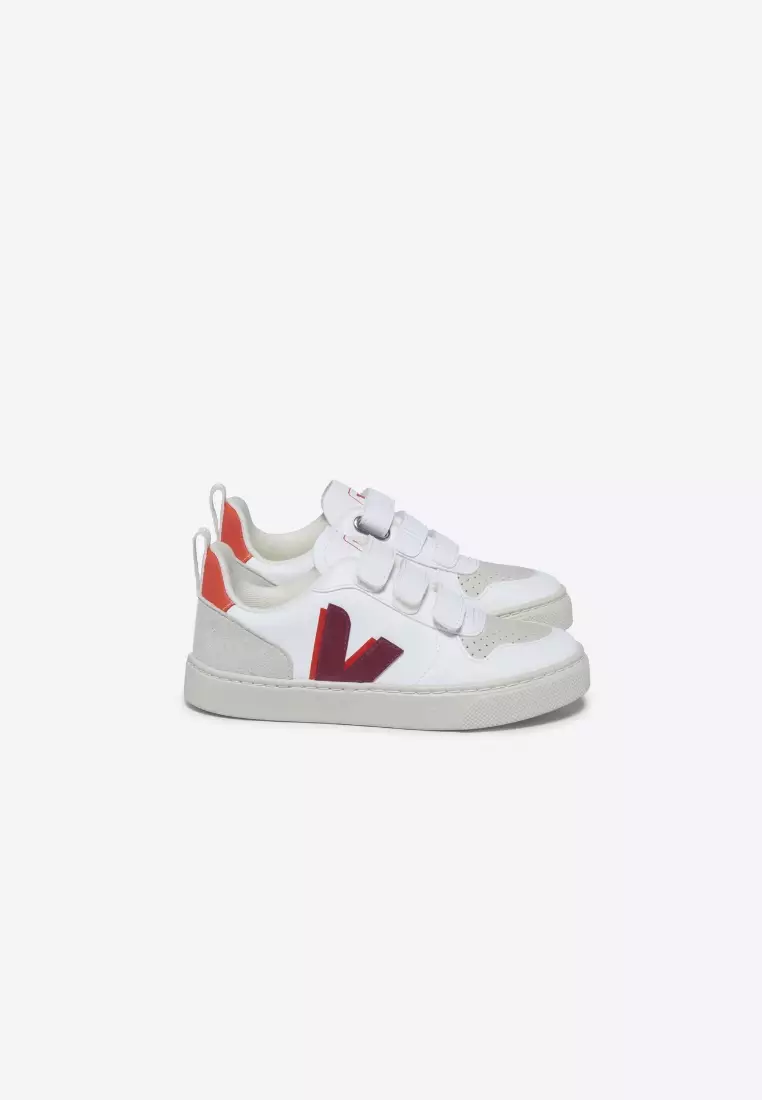 Discount on Veja  shoes - SKU: V-10 CWL White Marsala Orange Fluo Sneakers