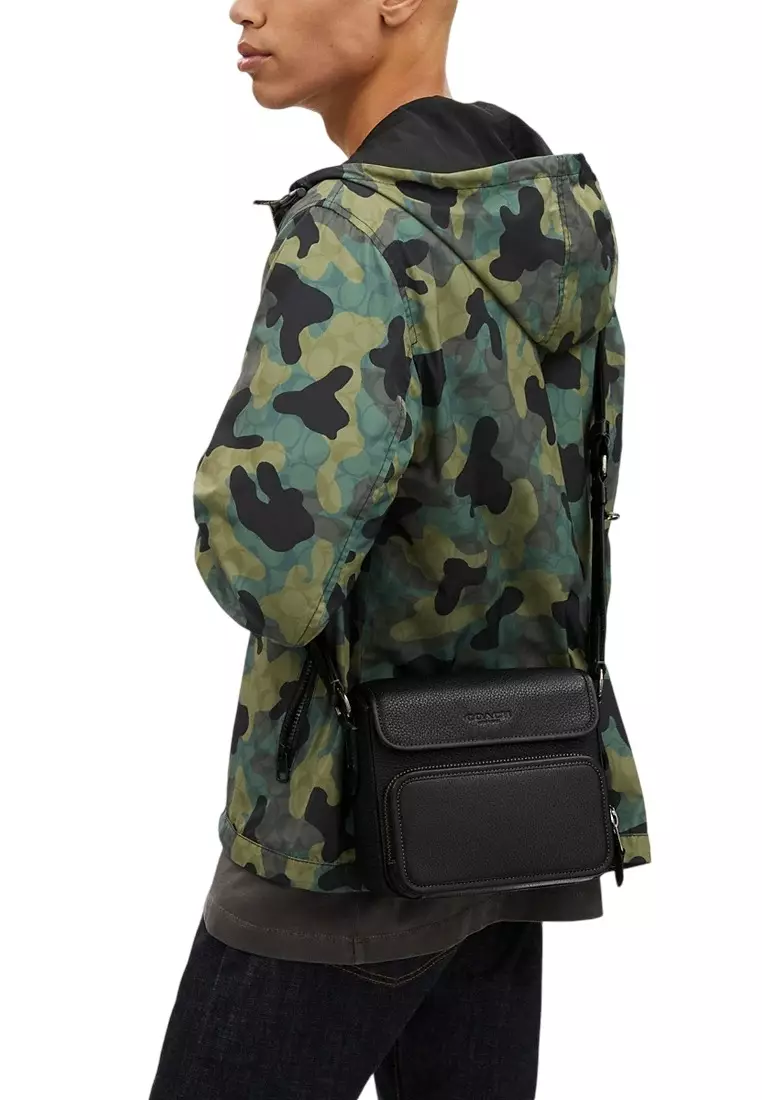 Mens Sullivan Flap Crossbody Bag - Graphite Black