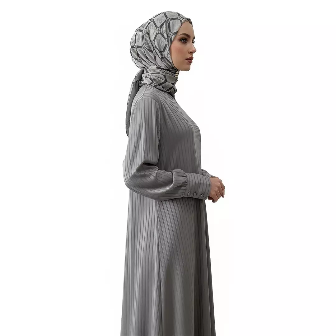 Rabbani - Dresslim Muslim Wanita Dewasa Lengan Panjang Alistha Exclusive - Light Grey