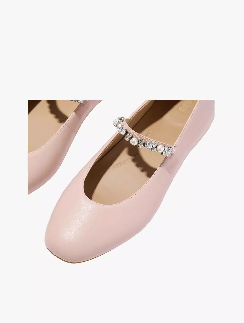 Fitflop Delicato Pearls-And-Crystal Leather Women's Ballet Flats - Faded Blush