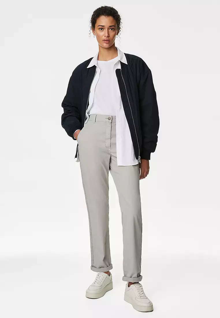 Cotton Rich Tea Dyed Slim Fit Chinos