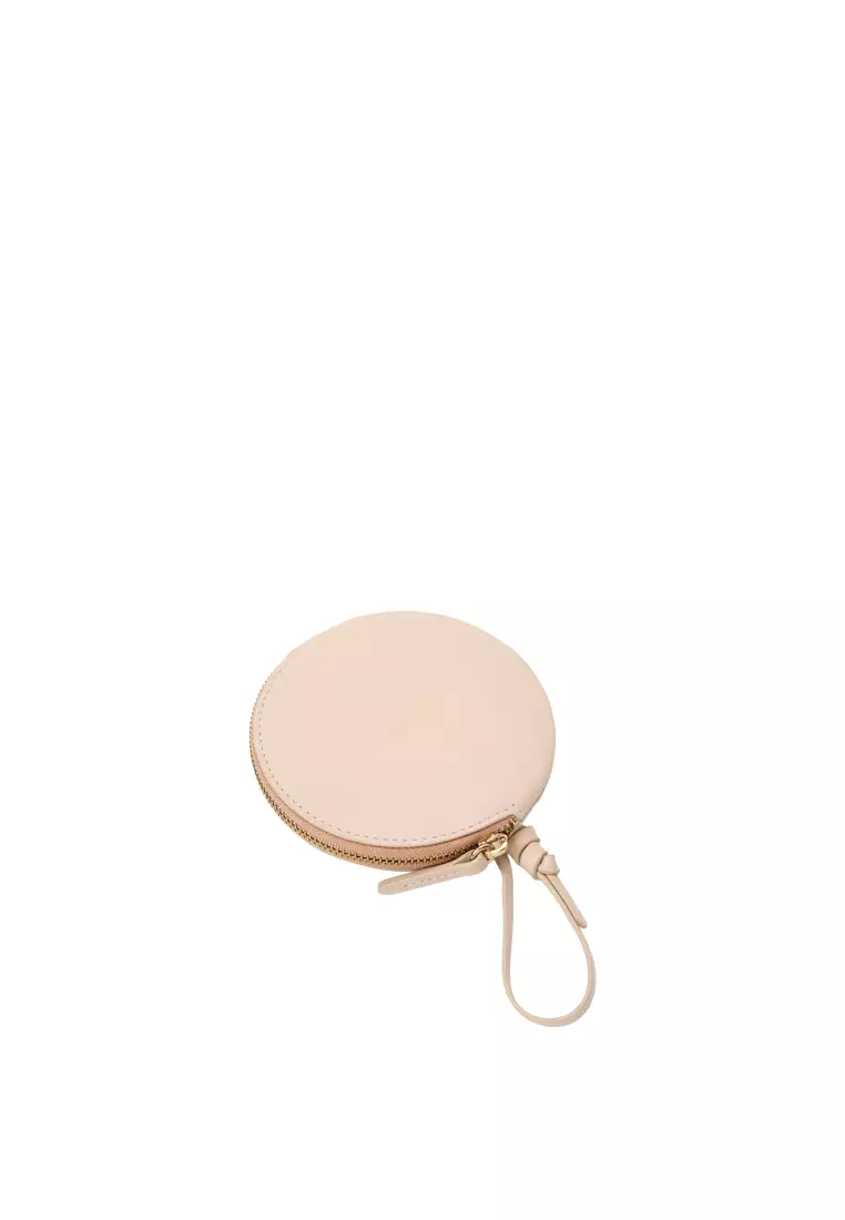 Strap Round Zip Card Case - Pastel Pink