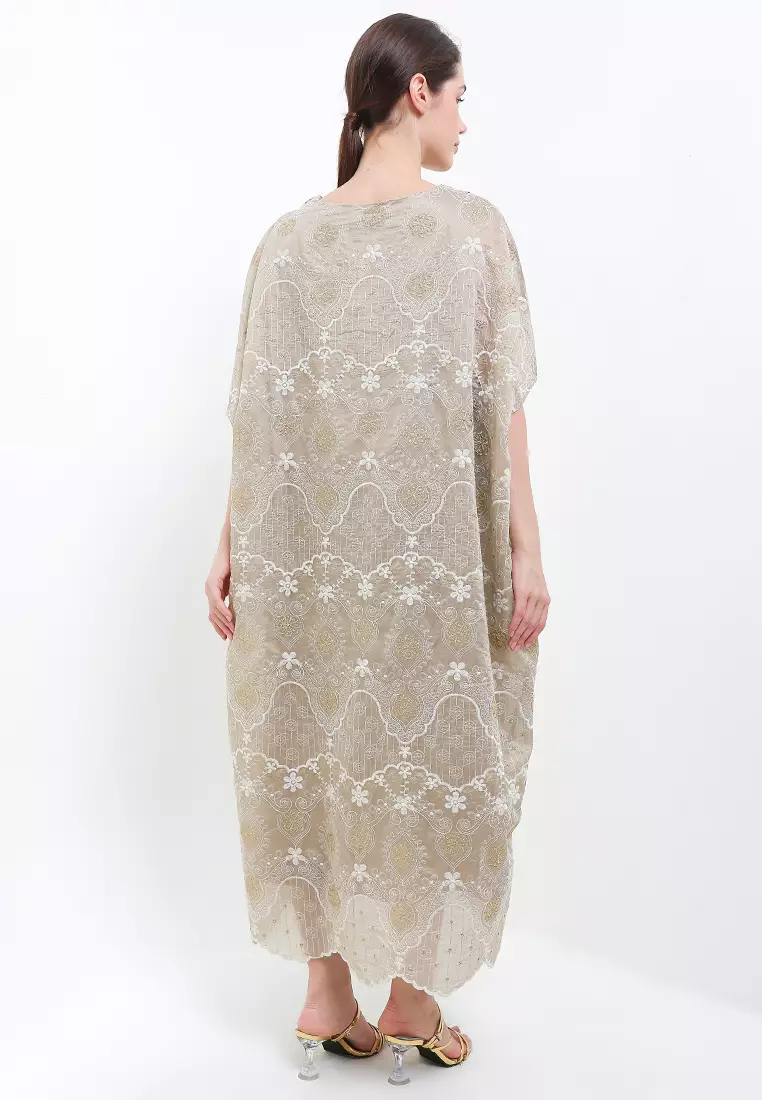 Gold Crochet Lace Detail Emb Kaftan