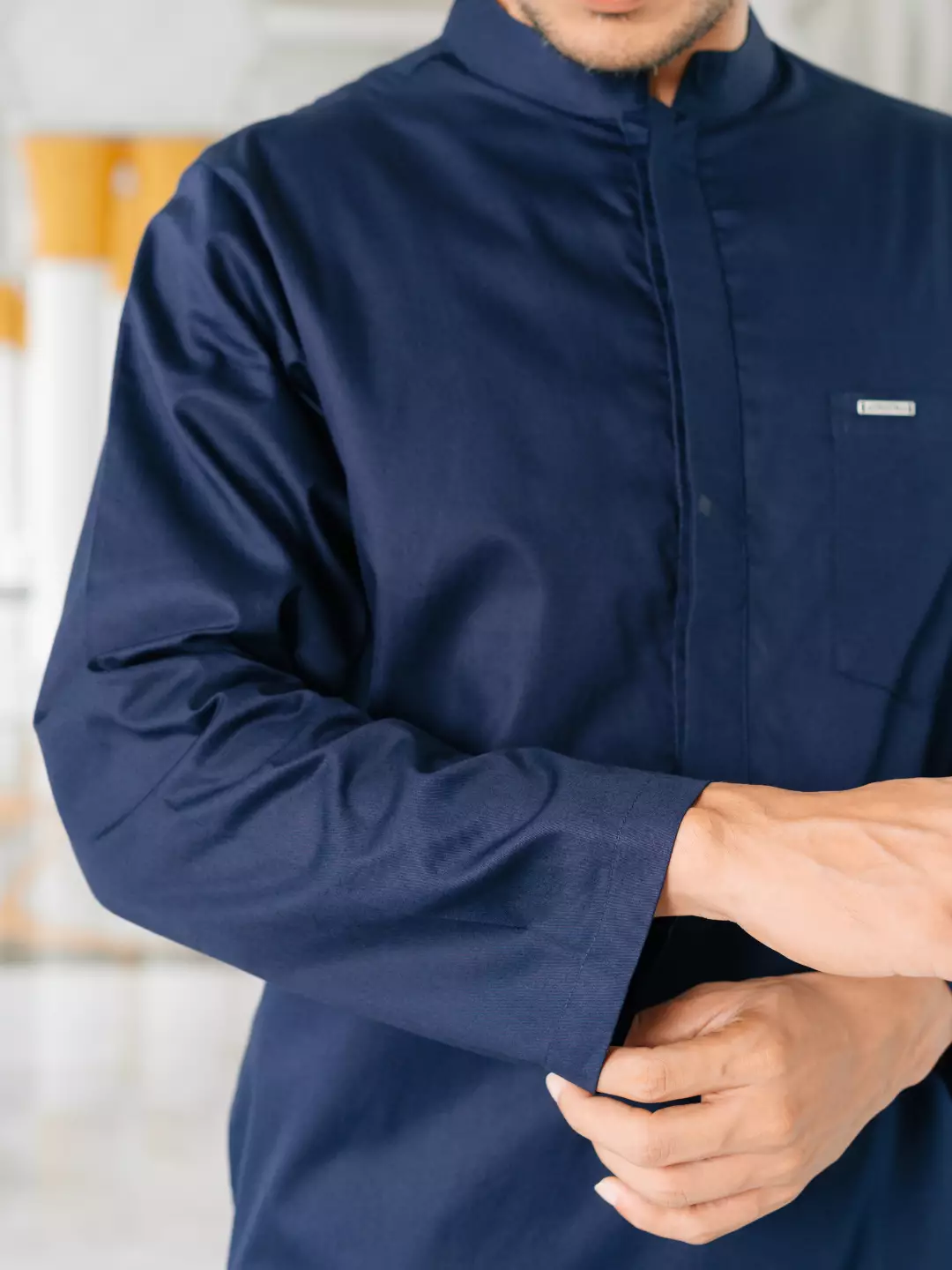 Adyatma Baju Koko Jubah Gamis Pria COTTON COMBED TWILL Navy Blue Regular Fit Baju Muslim Pria Lengan Panjang