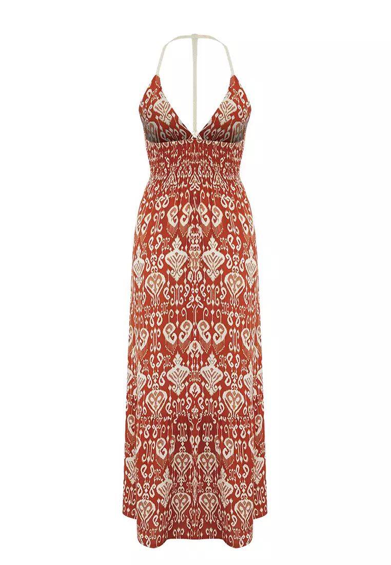 Ethnic Patterned Maxi Woven Beach Dress Tbess25El00109