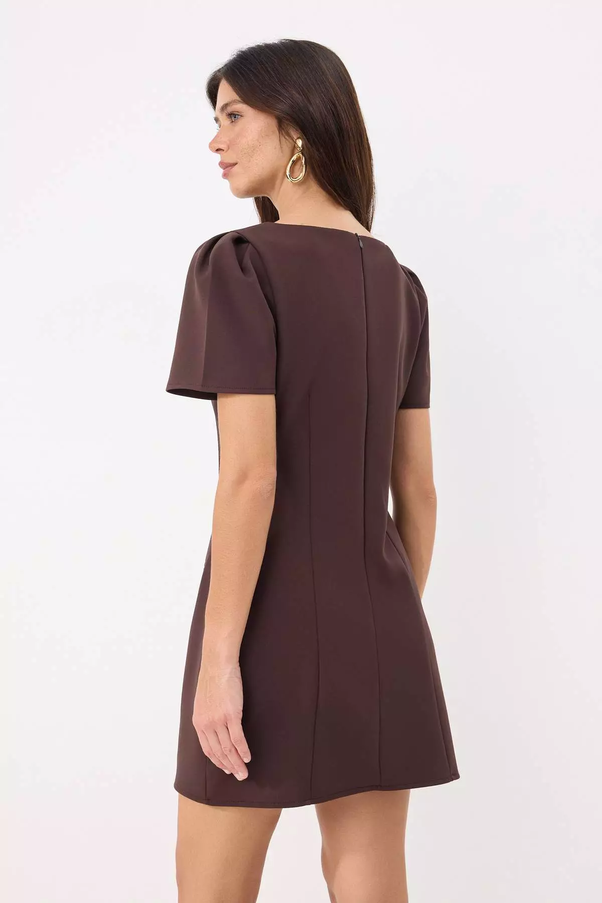 Brown Fileto Pocket Detail Short / Mini Woven Dress Twoaw26El00373