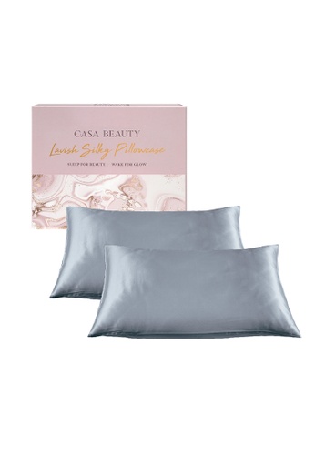 CASABLANCA blue and silver Casa Beauty Lavish Silky Pillowcase Silver Snowflake (1 Pair) A3D9CHL9B207A9GS_1