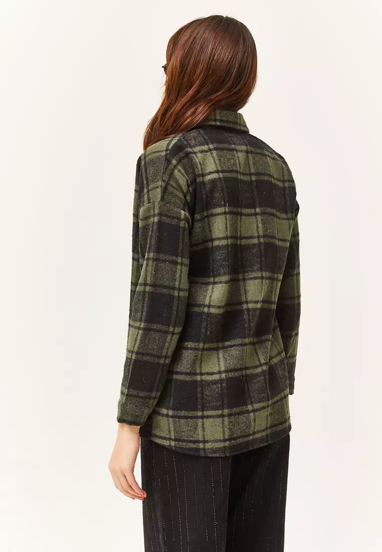 One Pocket Thick Plaid Lumberjack Shirt