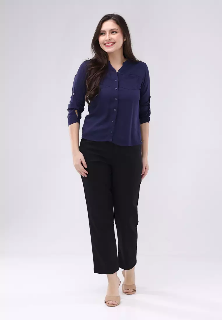 Single Twill Woven Long Sleeves Blouse