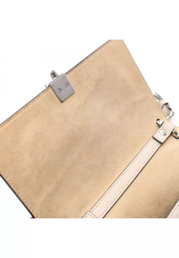 Pre-Loved Fendi MINI KAN I mini KAN I chain shoulder bag leather beige