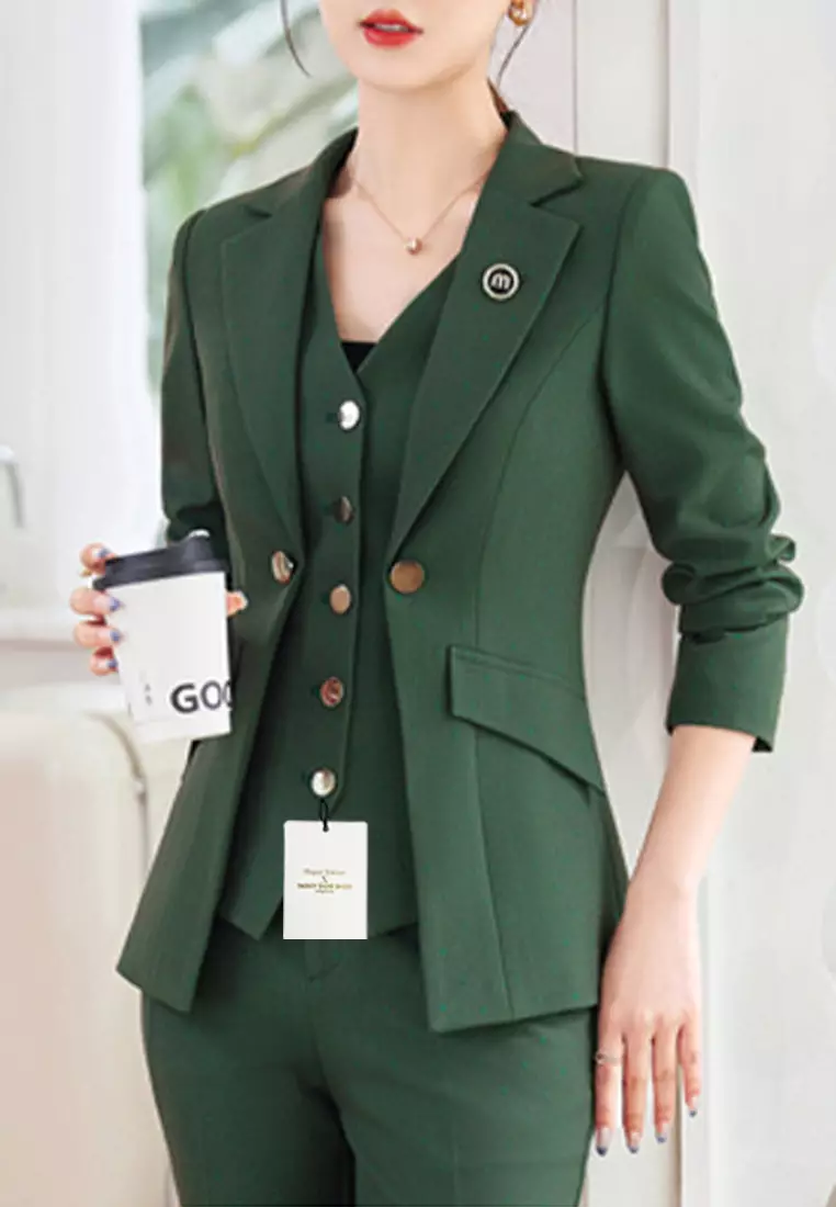 Slim Fake Two-Piece Suit Set YGH-EM2306-1