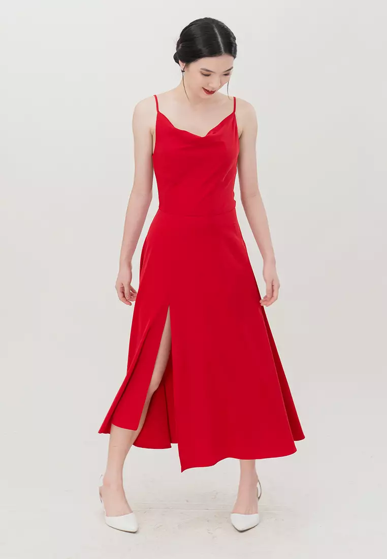 BEBEBEIGE BebeBeige Single Strap Slit On Midi Maxi Dinner Dress