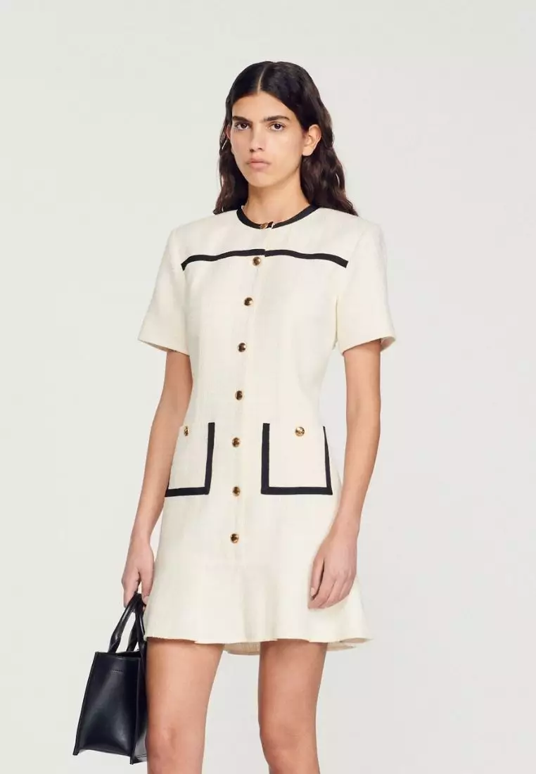 Buy Sandro Cropped Tweed Button Up Dress Online ZALORA Malaysia