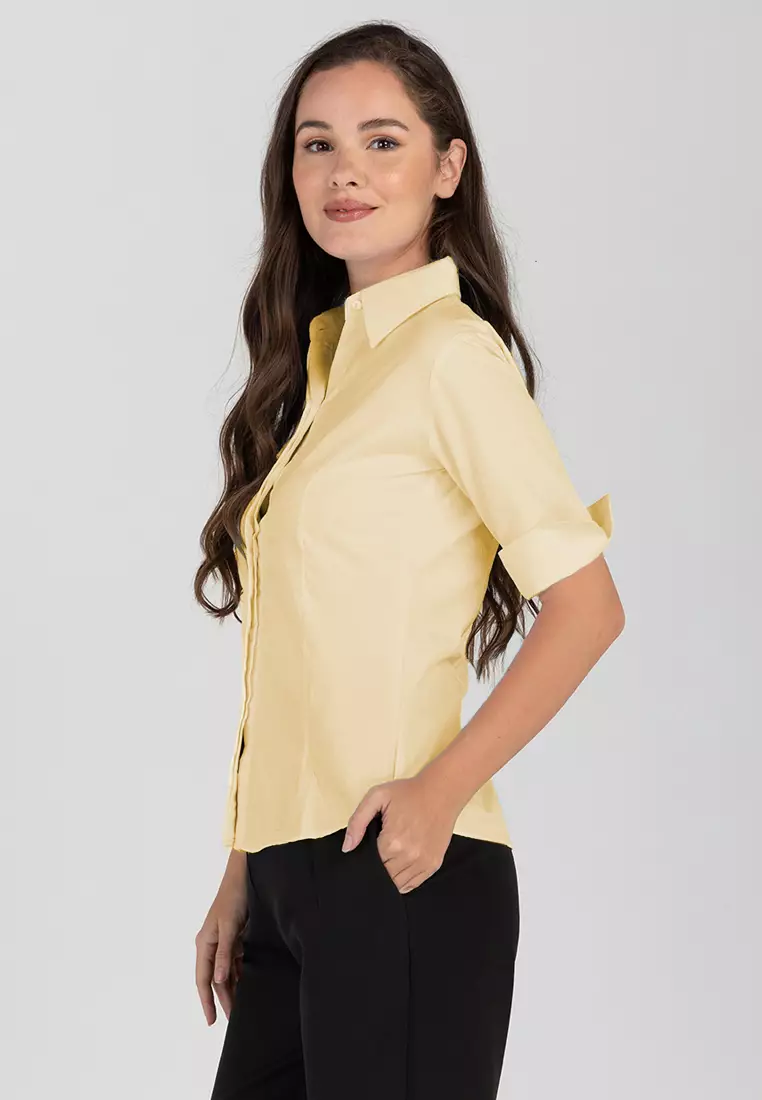 Diana 3/4 Sleeve Pinstripe Button Down Office Blouse
