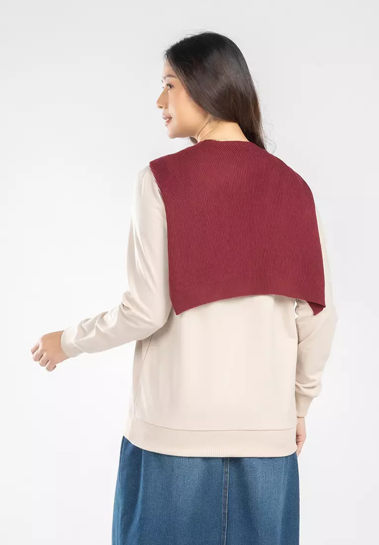 C2 Shazia Khaki Sweater Rajut Syal Wanita