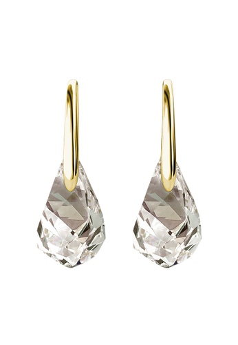 Her Jewellery gold Comet Droplets Earrings (Light Grey, Yellow Gold)  - Made with Swarovski Crystals 2D17BAC4AED399GS_1