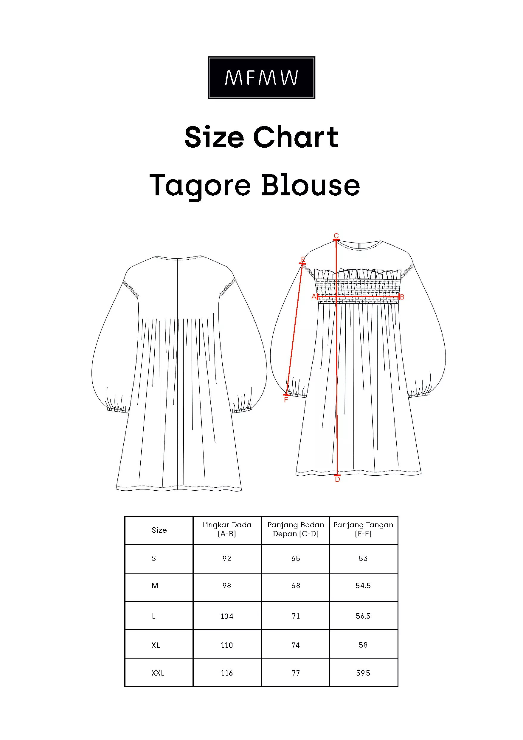 MFMW Tagore Atasan Blouse Biru Tosca