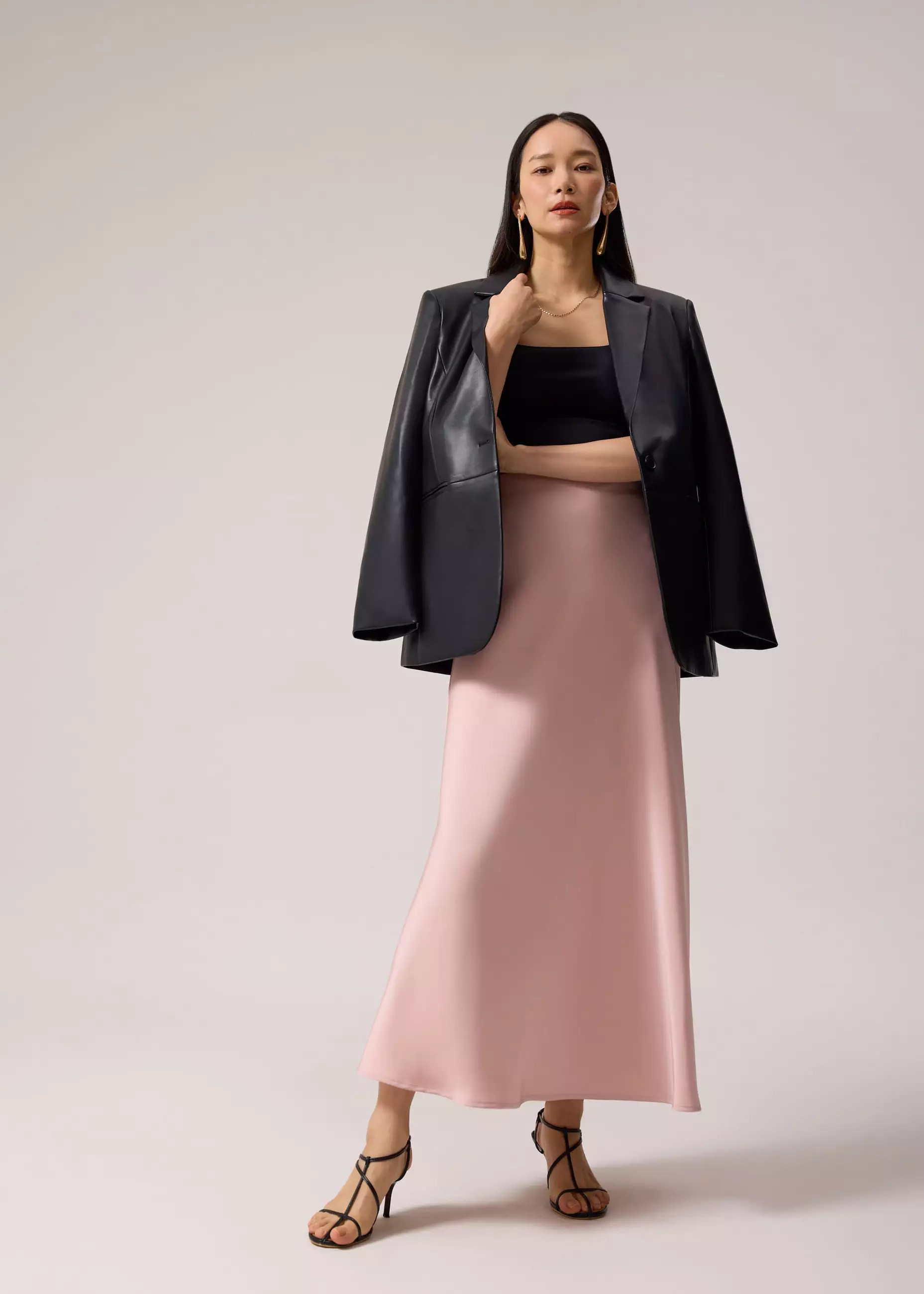 Rok Wanita - Elastic Satin High Waist Bias Cut Midaxi Skirt