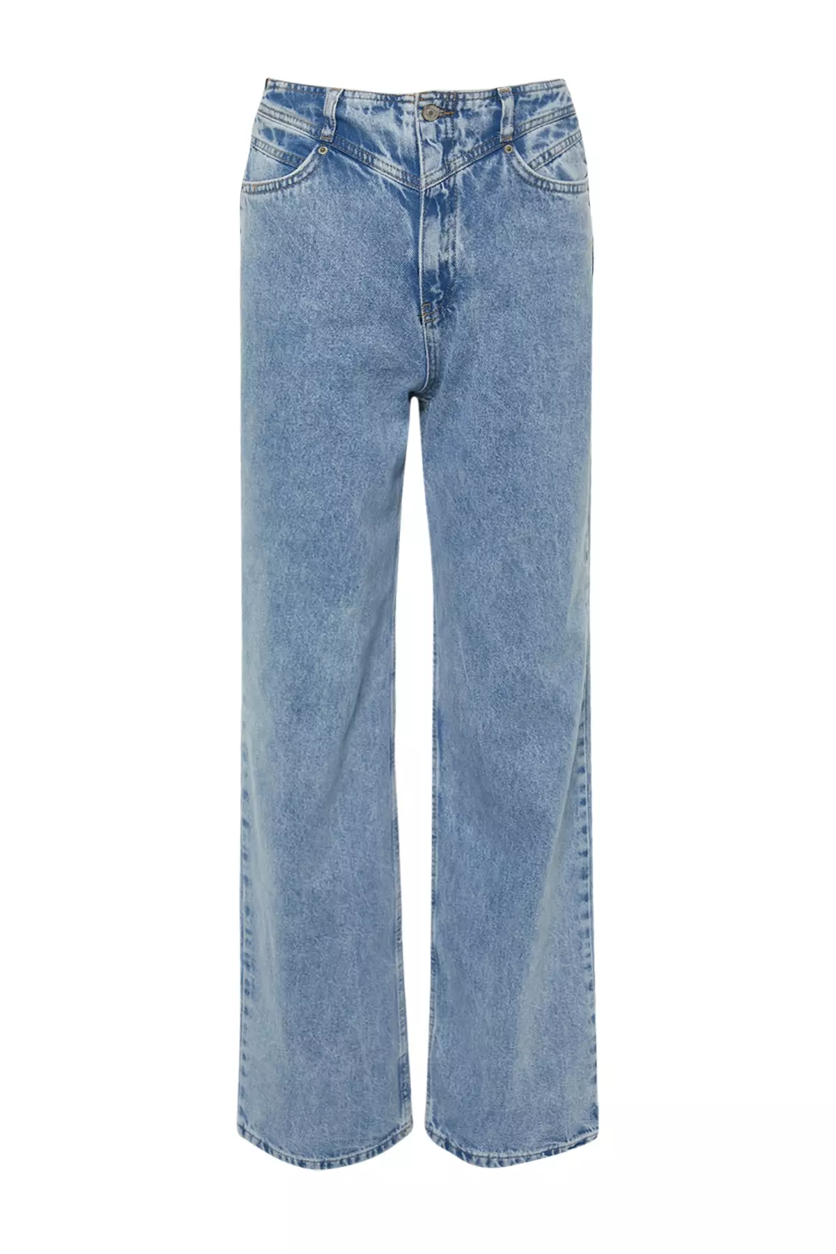 Waist Detail High Waist 90's Wide Leg Jeans