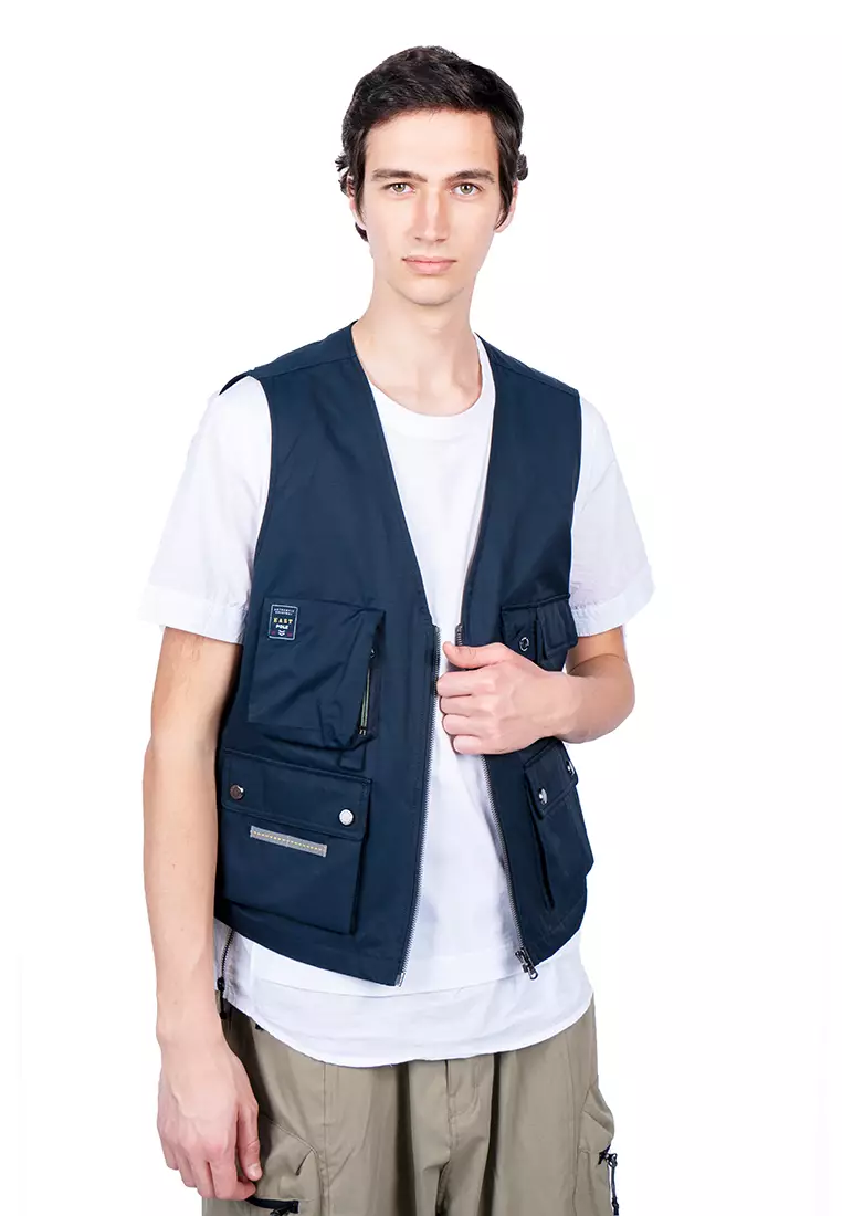 Custard Reclaimed Navy Fishing Vest | Size Large