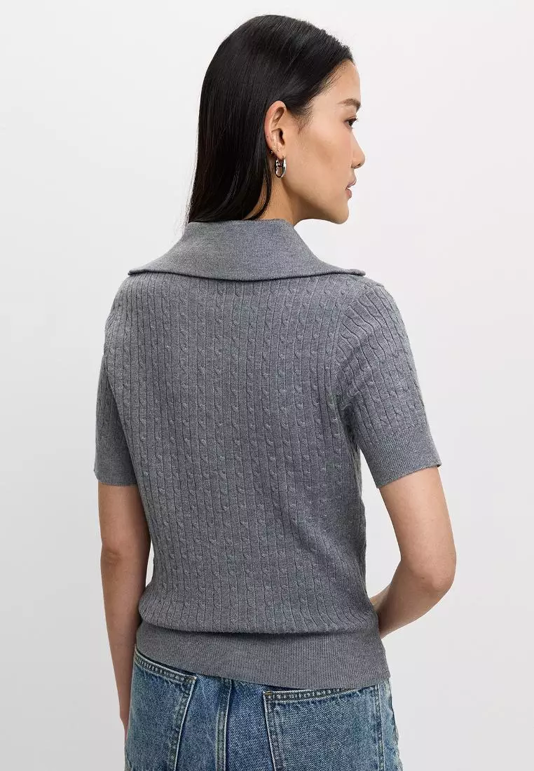 Cable Knitted Zip Top