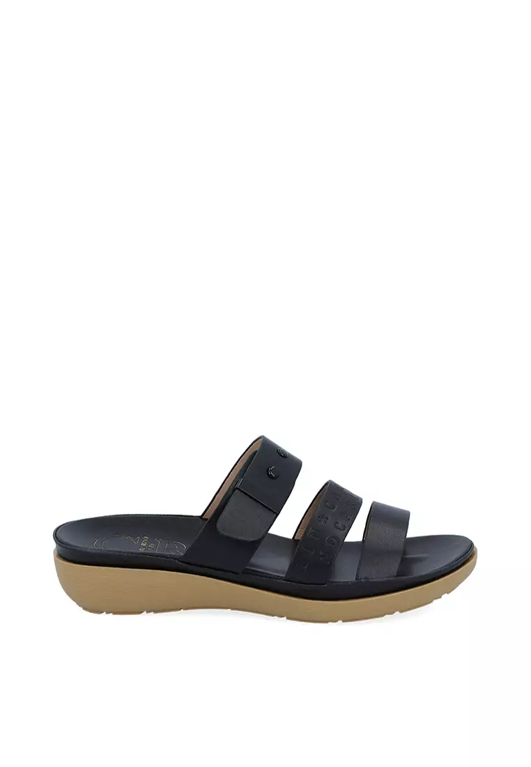 Carlo Rino Black Secured Flat Sandals ZALORA