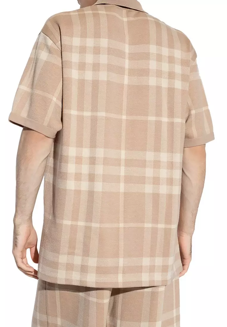 Check Silk Wool Jacquard Polo衫(杏色)