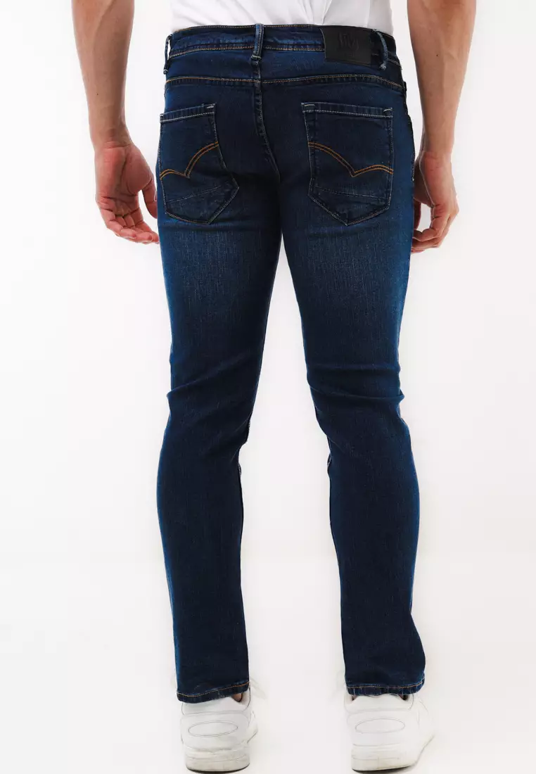 Denim Long Pants Slim Tapered Fit Stretch
