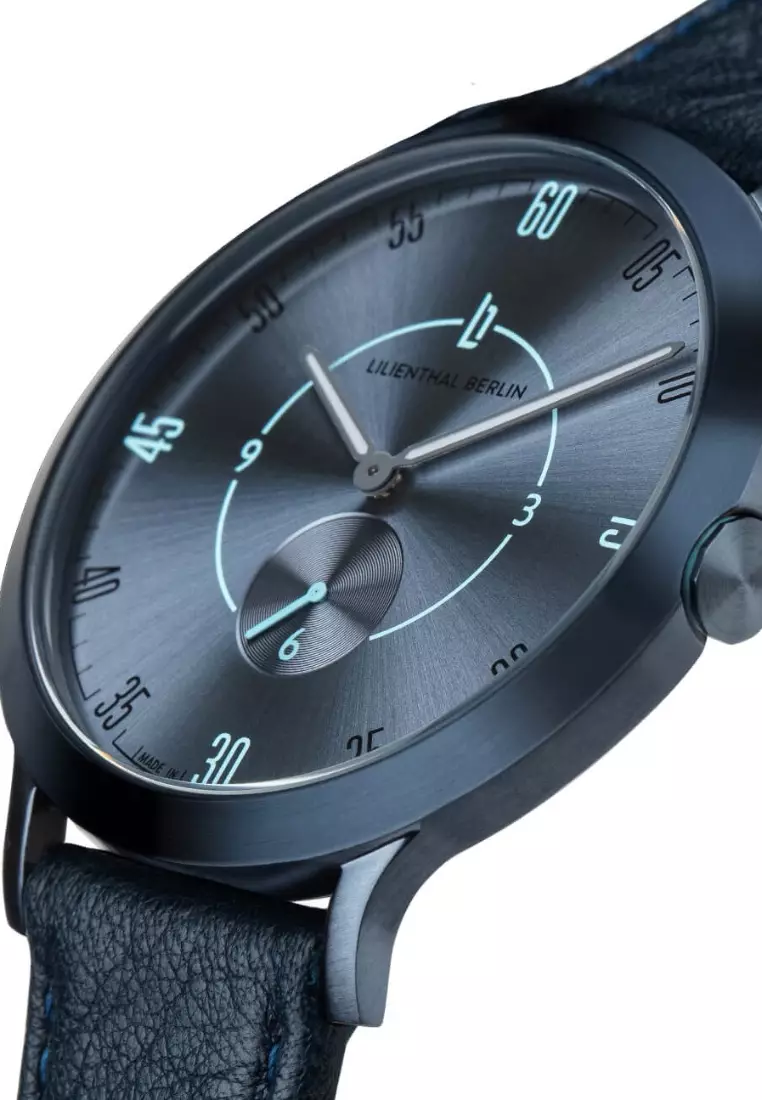 Lilienthal 1 Water small - Navy Leather Strap