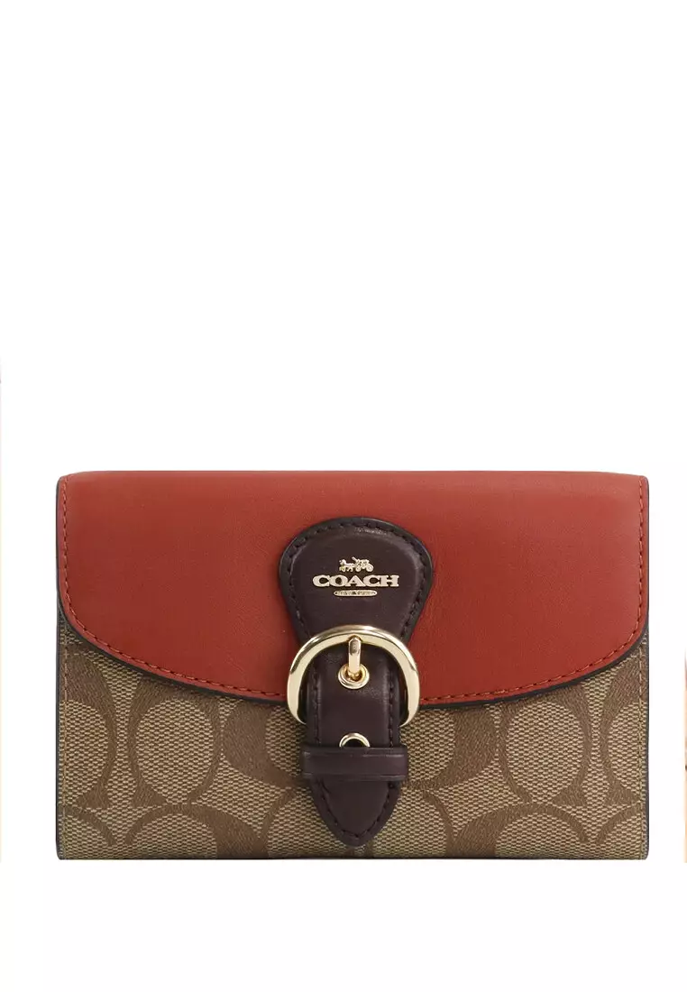 Buy Coach Coach Kleo Wallet In Signature Canvas Brown/Multi 2023