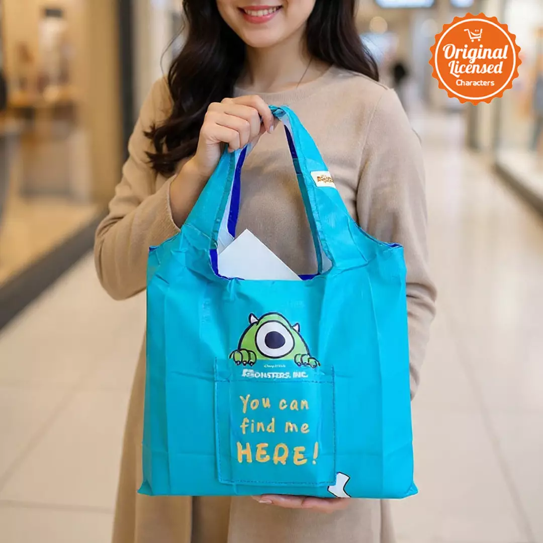 Tas Belanja Lipat Parasut Mike Monster Inc 45x39 cm – Tas Belanja Besar Ringan & Kuat