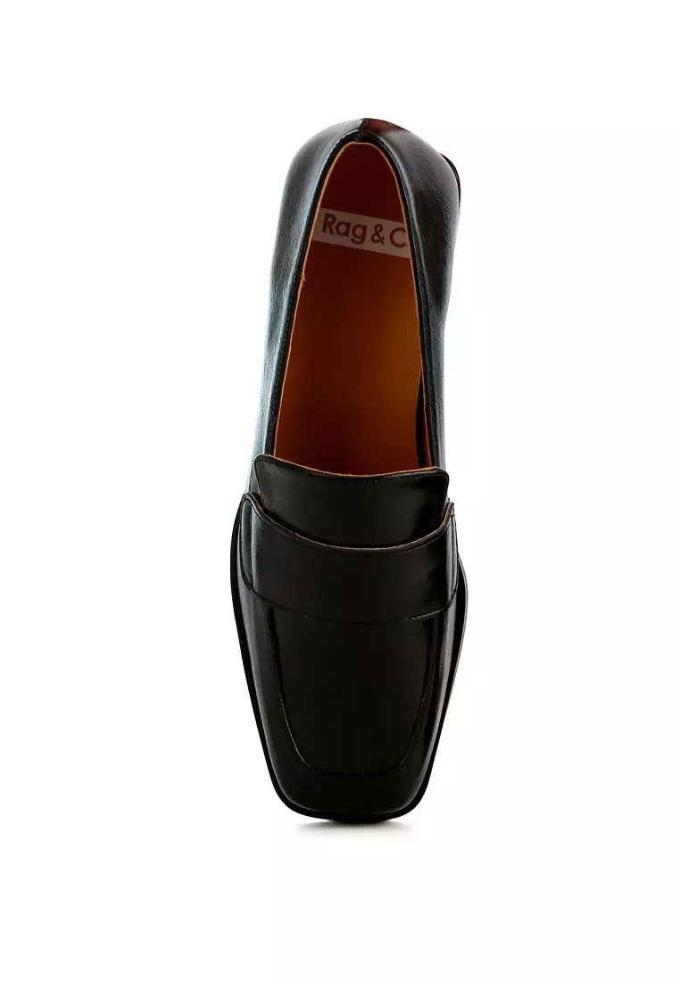 Metallic Penny Loafers in Black