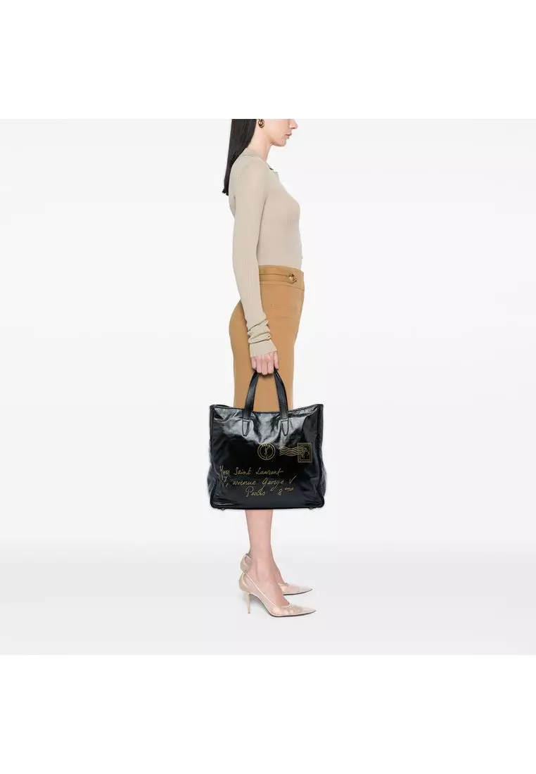 Pre-Loved Saint Laurent Large Textured Patent Y Mail Tote
