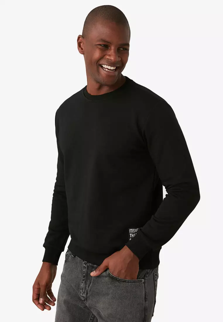 Men's black crew neck sales sweatshirt