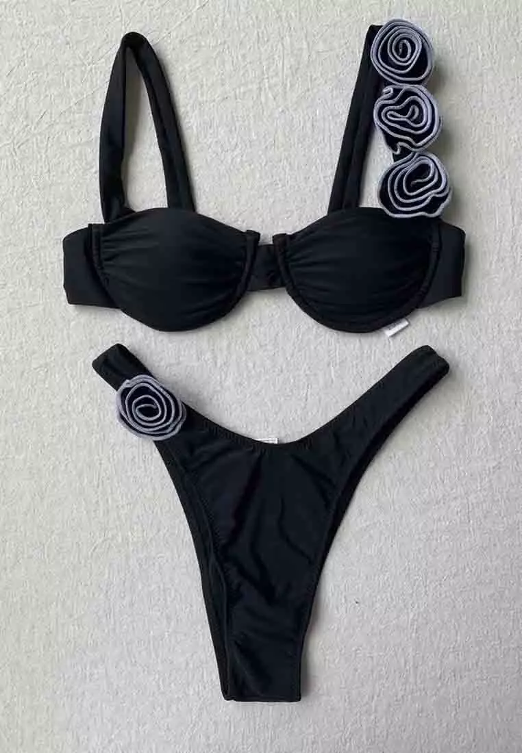 LKL25054 European Lady Bikini Swimwear  Black