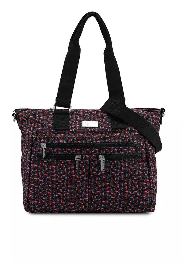 Printed Nylon Convertible Tote Bag