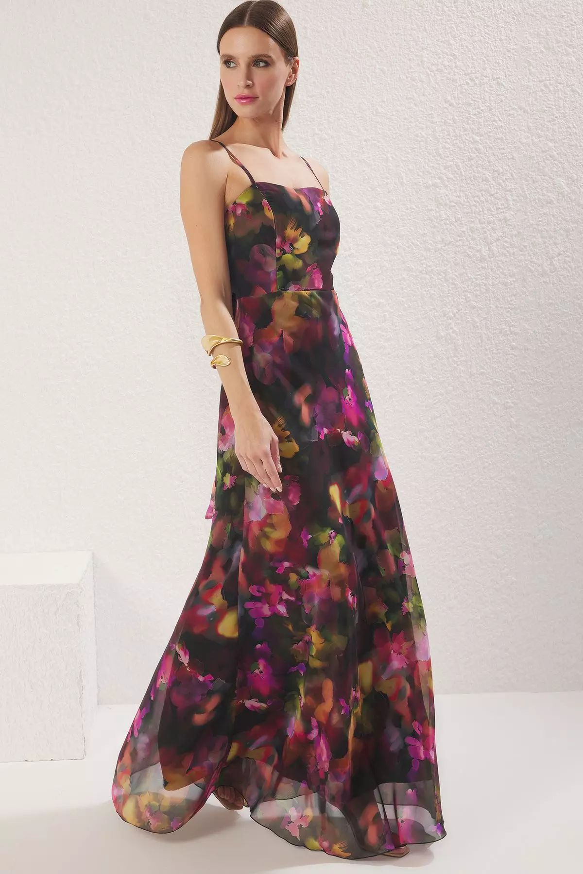 Multi-Colored A-Line Bowknot Lined Chiffon Woven Long Evening Prom Dress TPRSS25AE00152