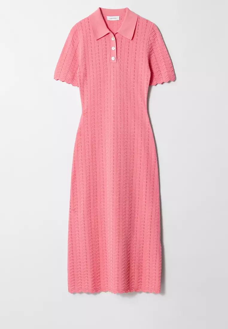 Pointelle-Knit Midi Dress