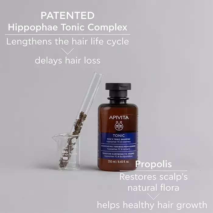 Apivita Men's Tonic Shampoo 250 ml | Sampo Rambut Pria Natural Non SLS Anti Rontok Menstimulasi Pertumbuhan Rambut Mengurangi Kadar Minyak Kulit Kepala
