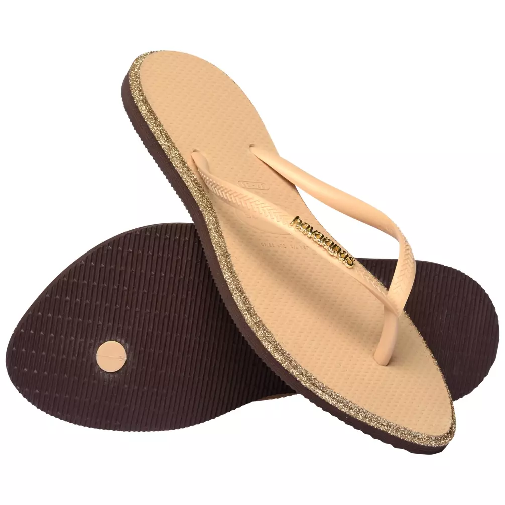 Havaianas 1859 Slim Point Glitter Golden - Sandal Wanita