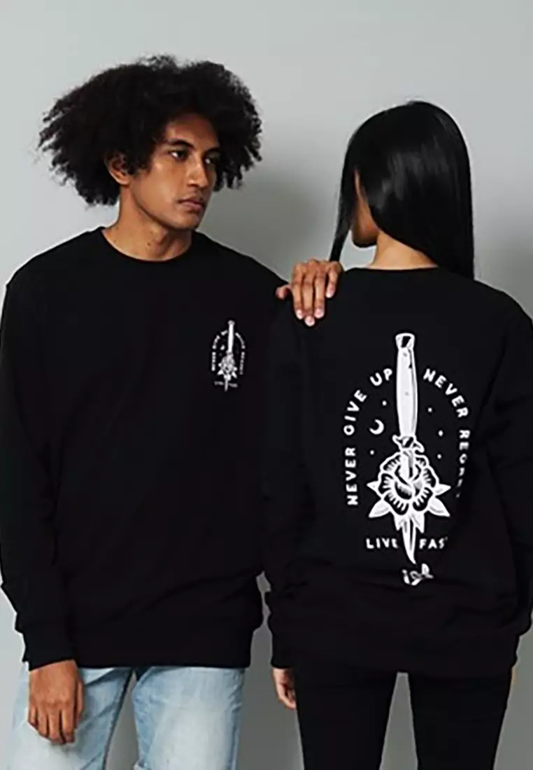 LGS Street - PIERCED ROSE - Sweatshirt - Hitam - Streetwear - Unisex - Hype - SW.10.H001.003