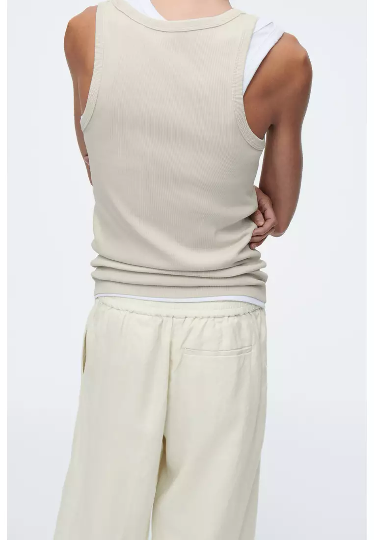 STRAIGHT-LEG TAILORED LINEN TROUSERS