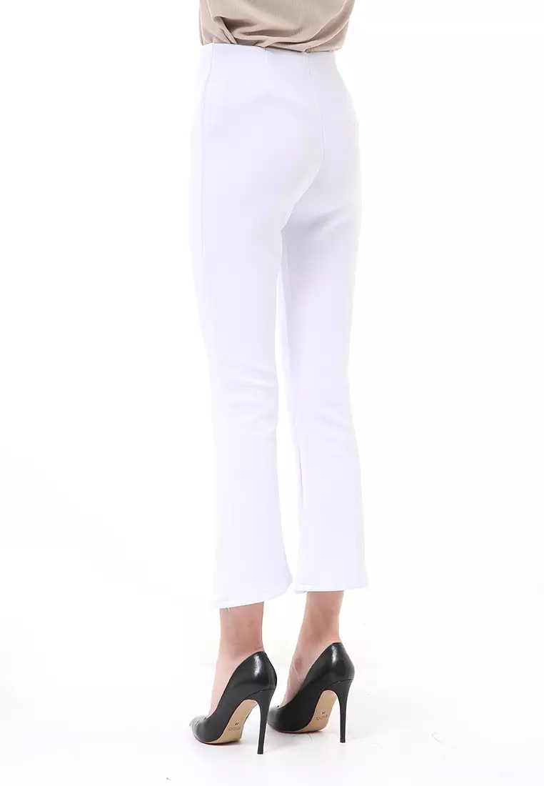 Stella Celana Kerja Wanita Long Pants Cutbray Simple Design Material Scuba ORIGINAL - White